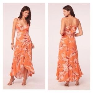 band of the free brown dress KENNY BROWN DRAPED FULL SLEEVES NET DRAPED GOWN | CULT MIA main image 1